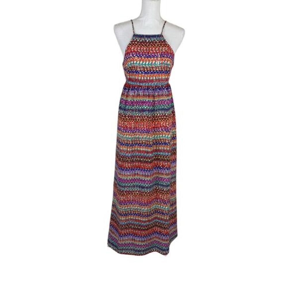 Cece Cynthia Steffe Dress 6P Multicolor Maxi Lined Side Zip Wedding Guest Beach